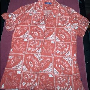 NAUTICA BLUE SAIL ALOHA HAWAII MEN XLARGE HAWAIIAN SHIRT SS LINEN CAMP COLLAR